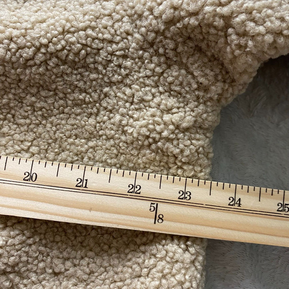 joie Sherpa Duffle Coat Jacket Women L Beige Shearling Faux Fur Boxy Barn Chore - Picture 10 of 12